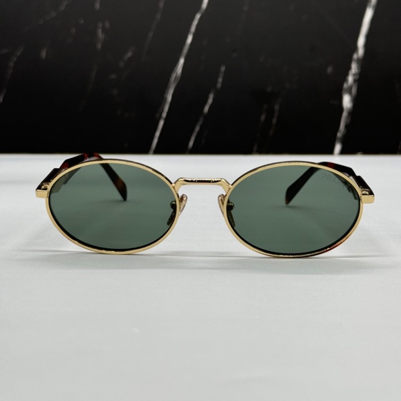 NEW SPR 65Z ZVN70L PRADA GOLD GREEN PR65ZS ZVN70L OVAL UNISEX SUNGLASSES - Picture 5 of 14